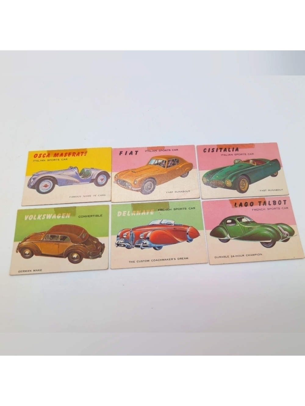 1954 Topps Vintage Car Cards Set European Sports VW Talbot Lago Maserati Fiat ++